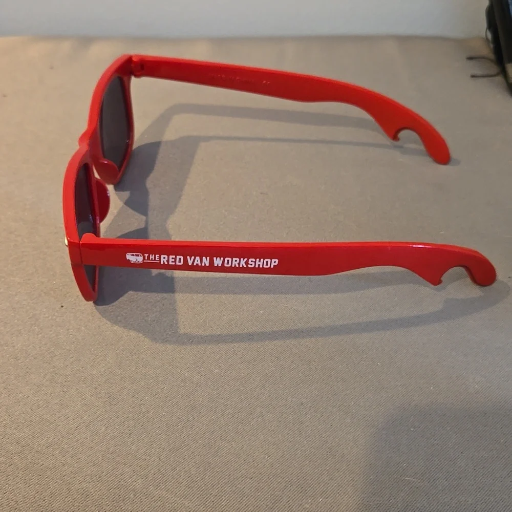 Red sunglasses unisex with bottle opener built in tailgate